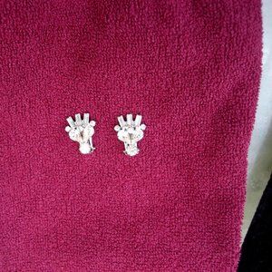 VINTAGE WEISS FAN STYLE CLEAR RHINESTONE CLIPS ONS SPARKLY